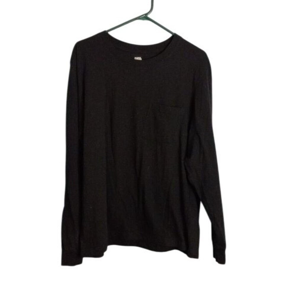 Open Trails XL Mens Black Long Sleeve Cotton T-Shirt Pocket Layering